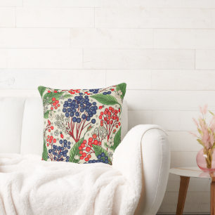 Japanische blaue und rote Berries doppelseitig Kissen