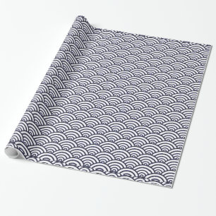 Japanische Blaue Wellen Seigaiha Meer Geschenkpapier