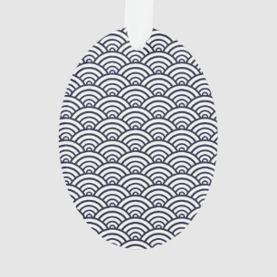Japanische Blaue Wellen Seigaiha Meer Ornament