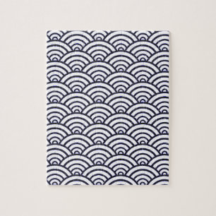 Japanische Blaue Wellen Seigaiha Meer Puzzle