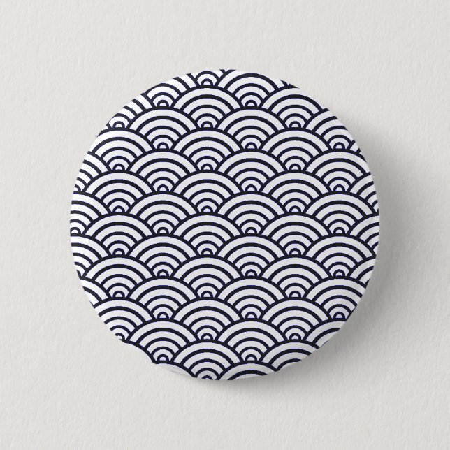 Japanische Blauwellen Seigaiha Sea Button (Vorderseite)