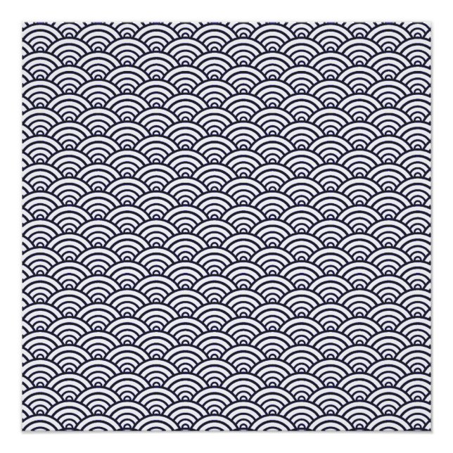 Japanische Blauwellen Seigaiha Sea Poster (Vorderseite)