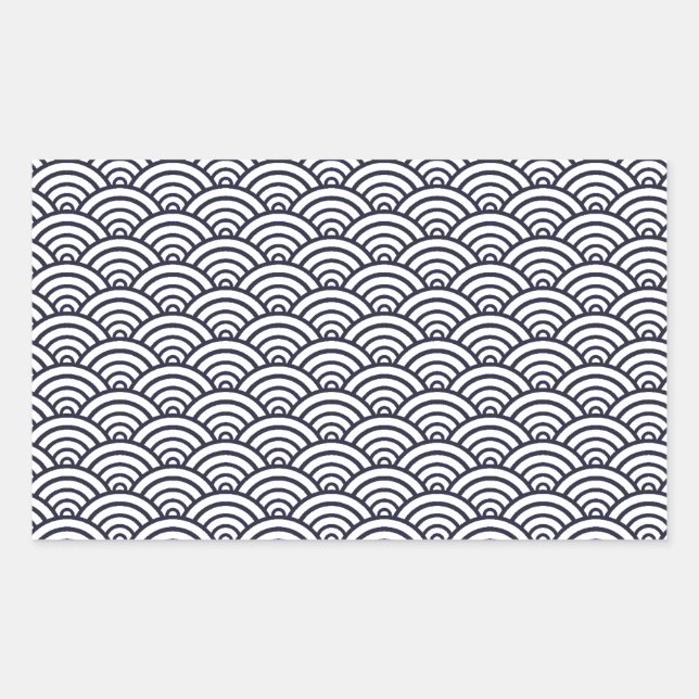 Japanische Blauwellen Seigaiha Sea Rechteckiger Aufkleber (Vorderseite)