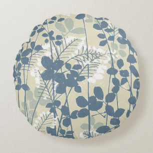 Japanische Blue Leaf-Blume Rundes Kissen