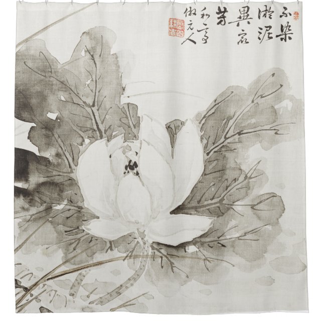 Japanische blühende Lotus (19. Jahrhundert) Vintag Duschvorhang (Vorderseite)