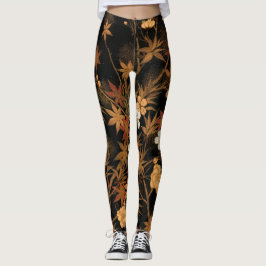 Japanische Blume im Herbst und Vintage Kunst Leggings
