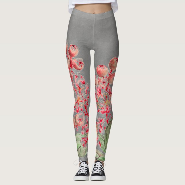 JAPANISCHE BLUME IN PINK UND GRAU-Leggings Leggings (Vorderseite)