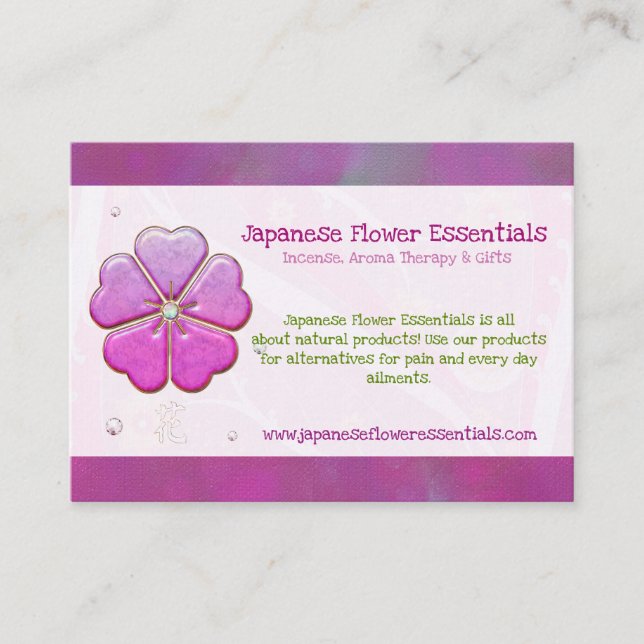 Japanische Blume Jeweled HANDMADE BOTANICALS OILS Visitenkarte (Vorderseite)