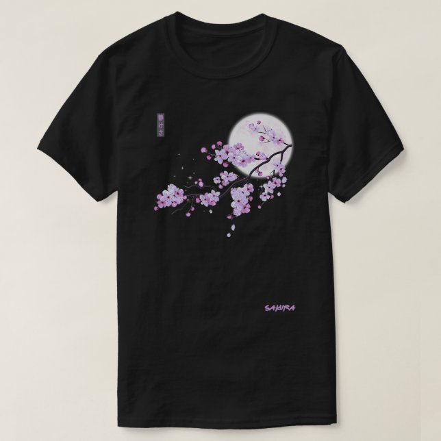 Japanische Blume Lila Sakura Cherry Blossom T-Shirt (Design vorne)