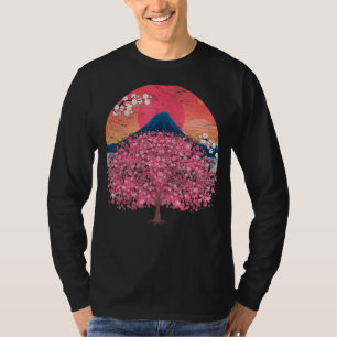 Japanische Blume Rosa Sakura Berg Sunset Cherry T-Shirt