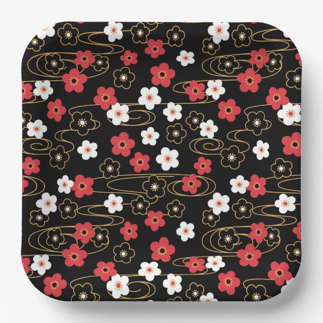 Japanische Blume Sakura Cherry Blossom Pappteller (Vorderseite)