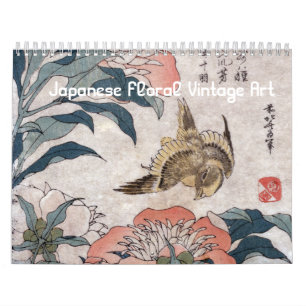 Japanische Blumen Vintage-Kunst Kalender