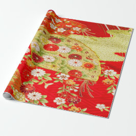 Japanische Blumenkirsche Blossom Red Gold Decoupag Geschenkpapier