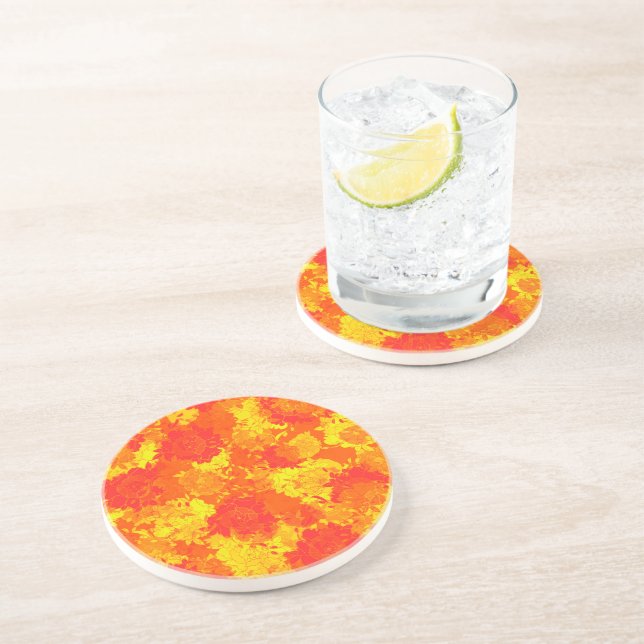 Japanische Blumenorange Getränkeuntersetzer (Seite)