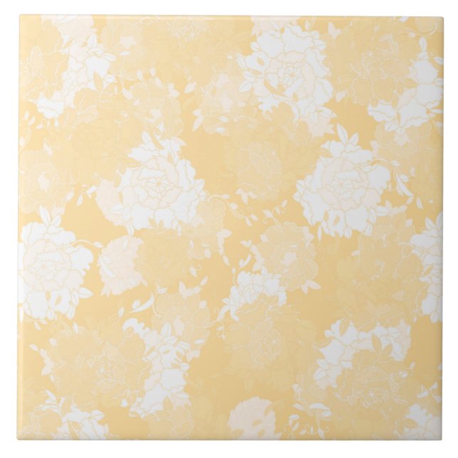 Japanische Blumenorange-Muster. Fliese (Vorderseite)