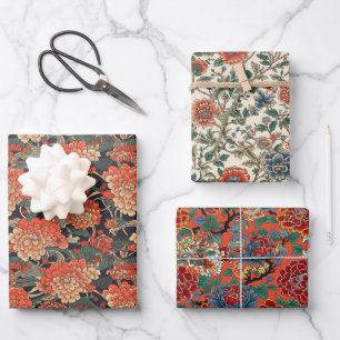 Japanische Blumenserie Geschenkpapier Set