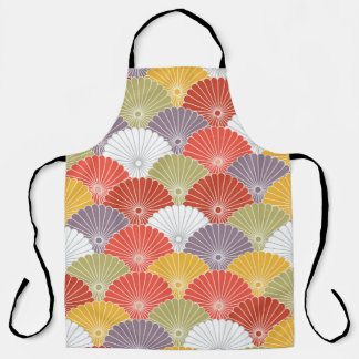 Japanische Blumenwelle: Farbenfrohe Vintage Schürze