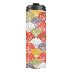 Japanische Blumenwelle: Farbenfrohe Vintage Thermosbecher