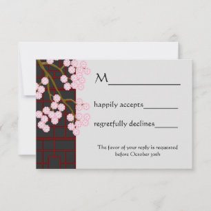 Japanische Blüten und Bildschirm-RSVP-Karte RSVP Karte