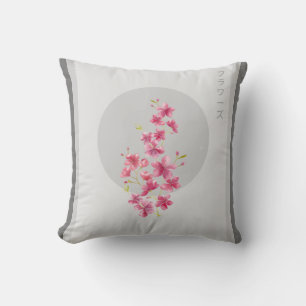 Japanische Blütenblüten in Rosa im Frühjahr Kissen