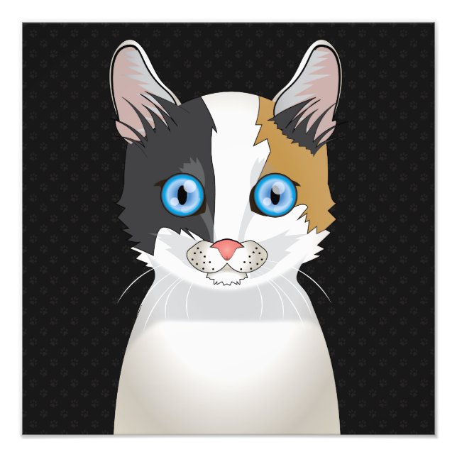Japanische Bobtail Cat Cartoon Paws Fotodruck (Vorne)