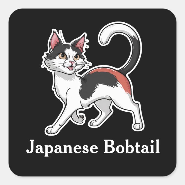 Japanische Bobtail Quadratischer Aufkleber (Vorderseite)