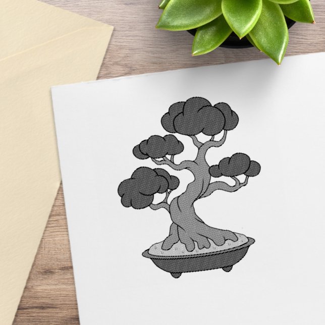 Japanische Bonsai-Bäume in einem Fach, geätzt Gummistempel (Von Creator hochgeladen)