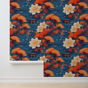 Japanische Bonsai und Fans im Herbst Tapete