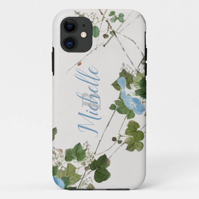 Japanische botanische blaue Blume Case-Mate iPhone Hülle (Rückseite)