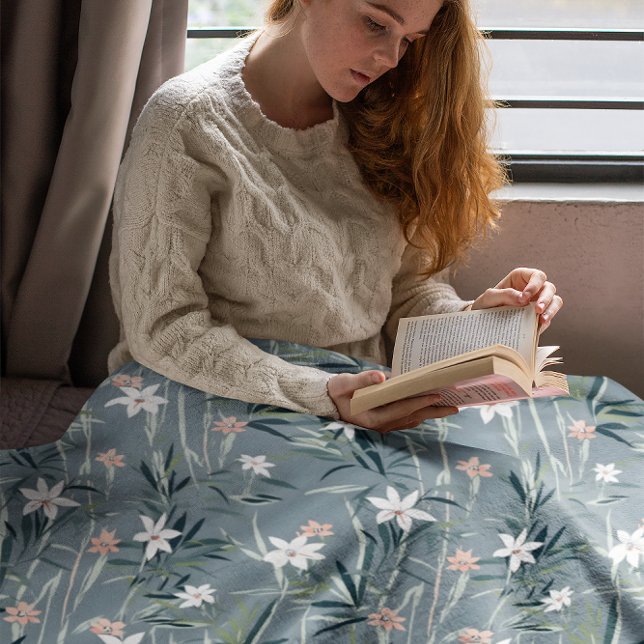 Japanische botanische Zen-Blume Fleecedecke (Von Creator hochgeladen)