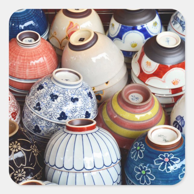 Japanische Bowls: Tokio Quadratischer Aufkleber (Vorderseite)