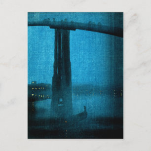 Japanische Brücke bei Nacht 2 Postkarte