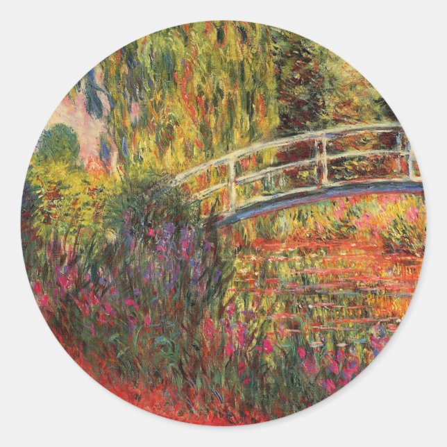 Japanische Brücke | Claude Monet Runder Aufkleber (Vorderseite)