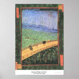 Japanische Brücke im Regen von Vincent van Gogh Poster