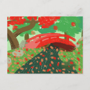 Japanische Brücke unter Ahornkarte Feiertagspostkarte