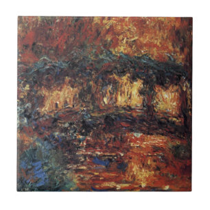 Japanische Brücke von Claude Monet, Vintage Kunst Fliese