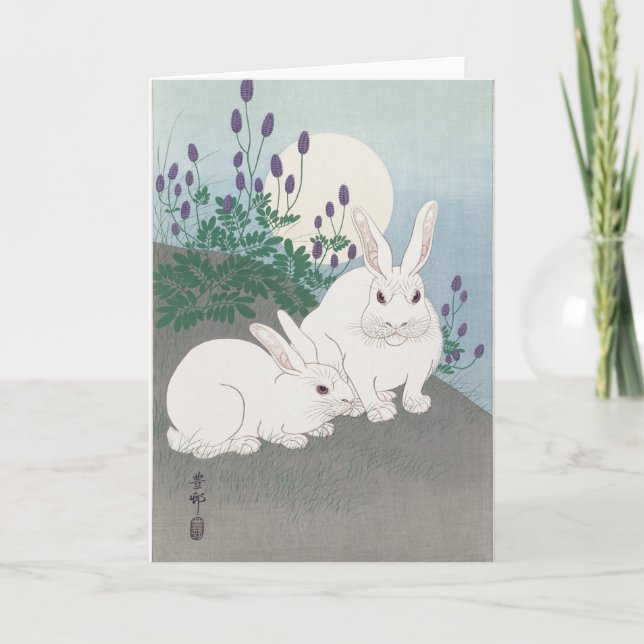 JAPANISCHE BUNNY AND MOON FOLGREETING CARD KARTE (Vorderseite)