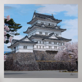 Japanische Burg, Odawara, Sakura-Abbildung Poster