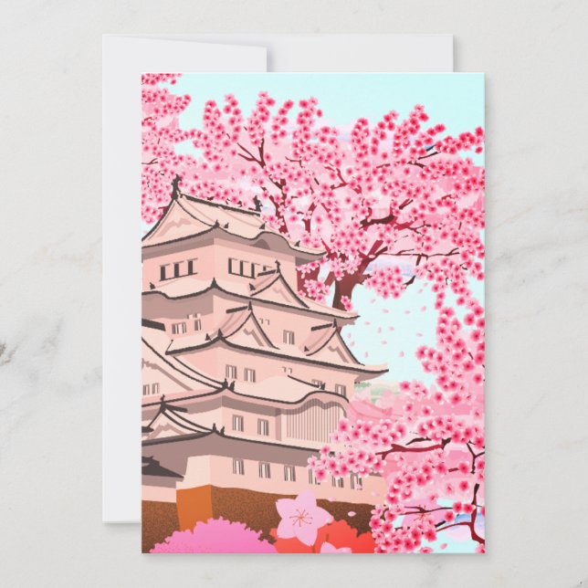 Japanische Burg Sakura Burg Cherry Blossom Save The Date (Vorderseite)