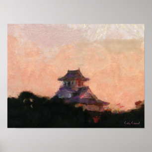 Japanische Burg Sunrise Poster