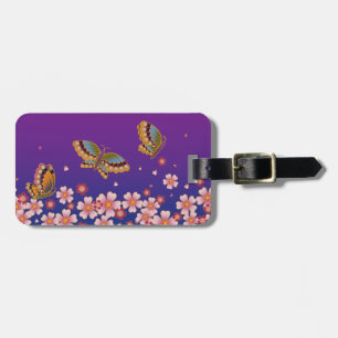 Japanische Butterfresser und Sakura Blüten Lila Gepäckanhänger