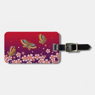 Japanische Butterfresser und Sakura Blüten Rot Lil Gepäckanhänger