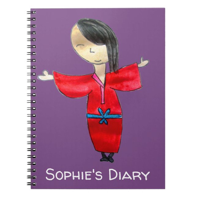 Japanische Cartoon Puppenkarte Kimono niedliche Ku Notizblock (Vorderseite)