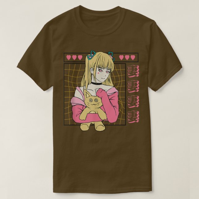 Japanische Cat Girl Anime Figur Japan Ästhetik T-Shirt (Design vorne)