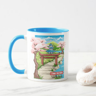 Japanische Cherry Blossom Pixel Art Tasse