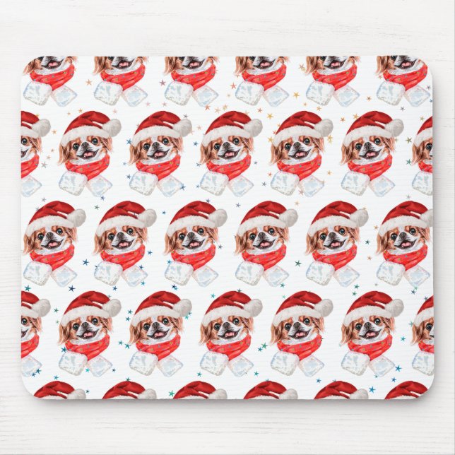 Japanische Chin Dog Breed Weihnachtsstars Mousepad (Vorne)