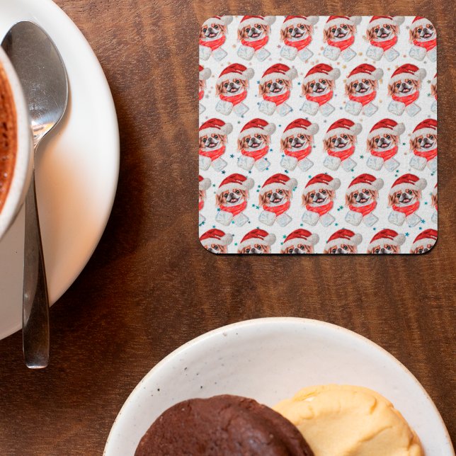 Japanische Chin Dog Breed Weihnachtsstars Rechteckiger Pappuntersetzer (Von Creator hochgeladen)