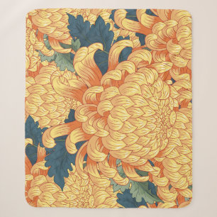 Japanische Chrysanthemen: gelbes Blumenmuster. Sherpadecke