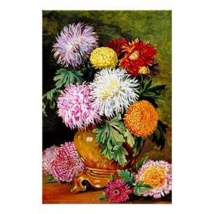 Japanische Chrysanthemen, Gemälde der feinen Kunst Poster