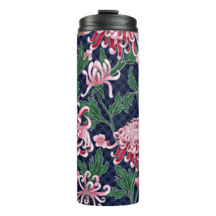 Japanische Chrysanthemen-Pfingstrosen im Vintage-M Thermosbecher